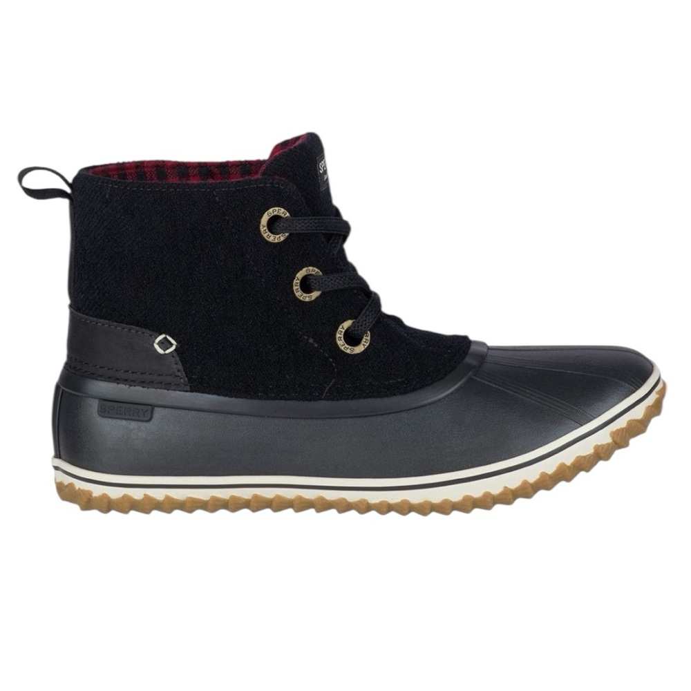 Sperry Top Sider Schooner 3-Eye LaceUp Women’s Black Duck Boots Size 8.5M
